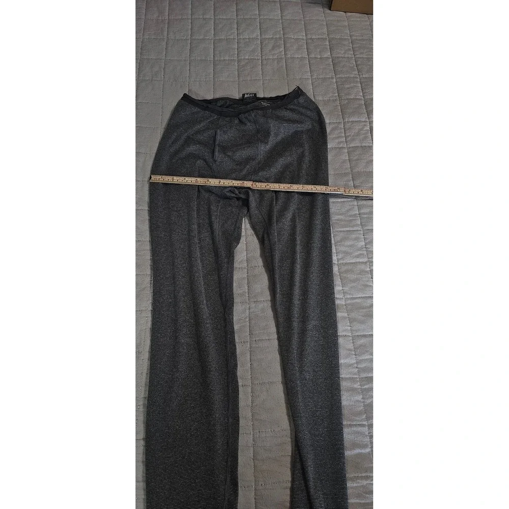 REI Mens Base Layer Bottoms Gray Micro‎ Stripe Thermal Leggings Size S Small